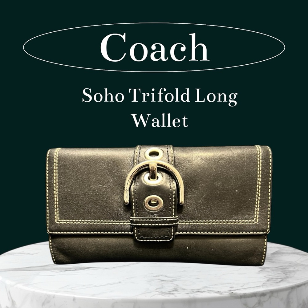 Coach Soho Trifold Black Leather Long Wallet (A432)